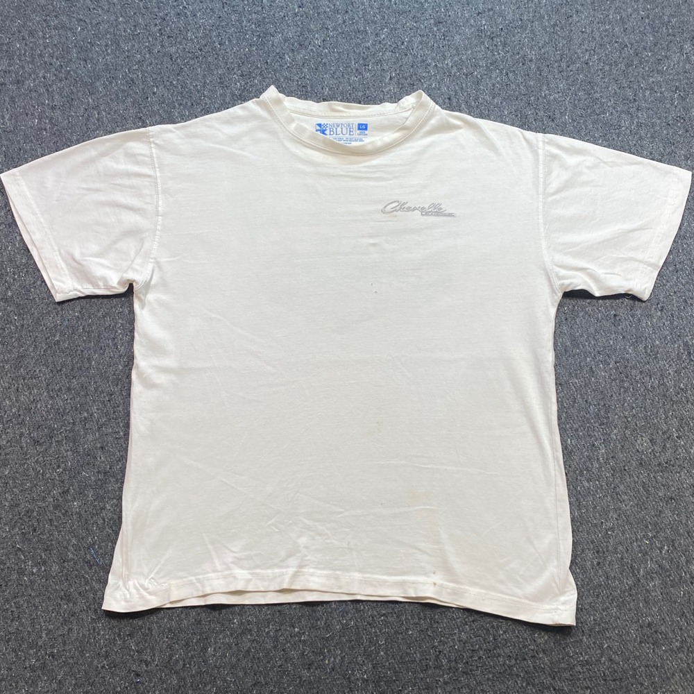 Newport Blue Chevelle TShirt Sz L Mens White Muscle Car American Made Graphic